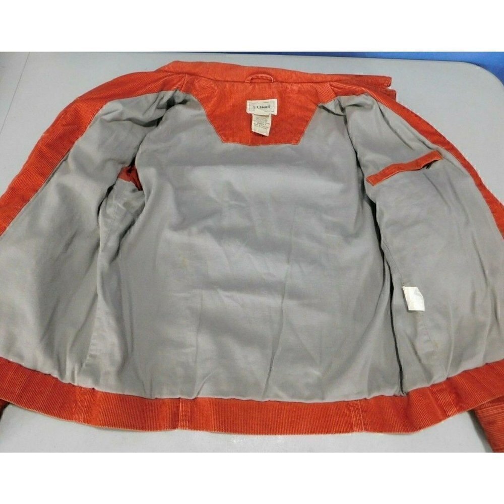 L.L.BEAN ORANGE CORDUROY JEAN JACKET, WOMAN'S SIZE SMALL - Picture 3 of 7